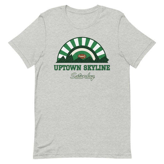 Uptown Skyline Saturday Tee in athletic heather, front