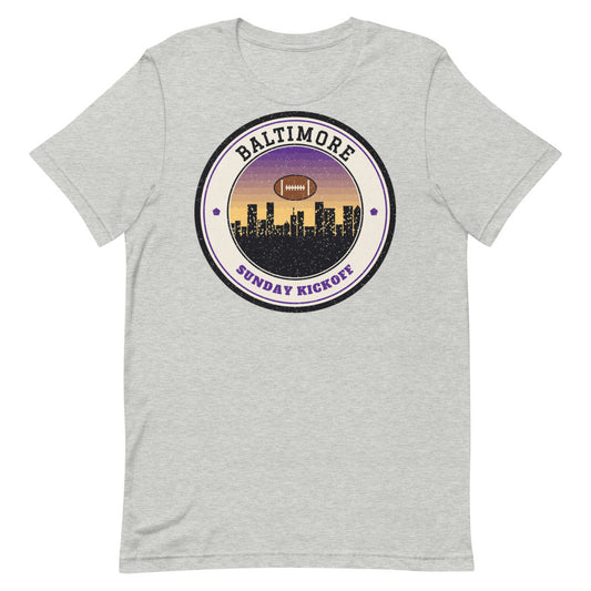 Baltimore Sunday Kickoff Tee in athletic heather, front
