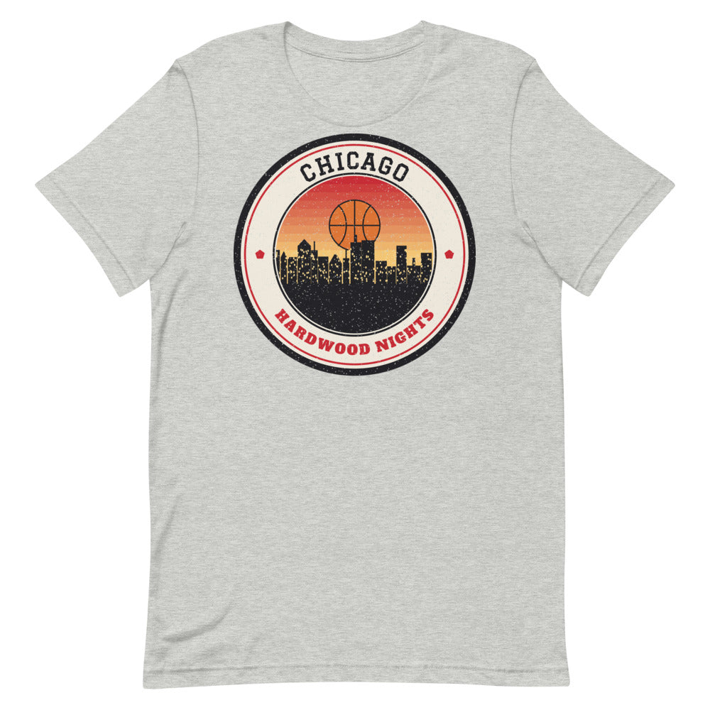 Chicago Hardwood Nights Tee in athletic heather, front