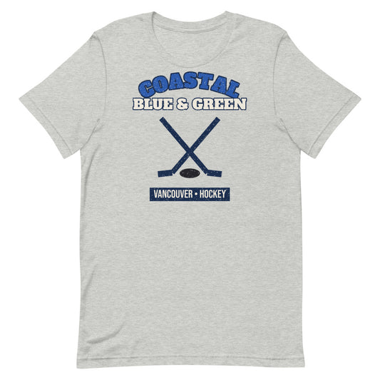 Coastal Blue & Green Hockey Tee in athletic heather, front