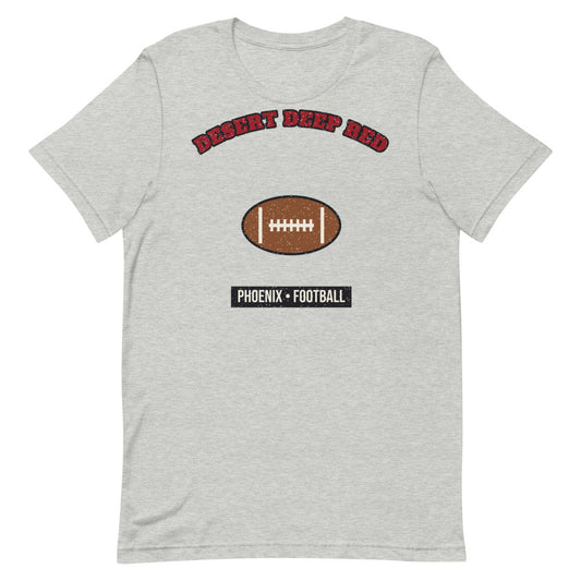 Desert Deep Red Football Tee in athletic heather, front