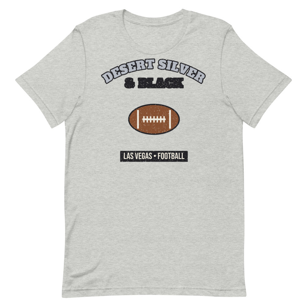 Desert Silver & Black Football Tee in athletic heather, front