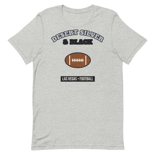 Desert Silver & Black Football Tee in athletic heather, front