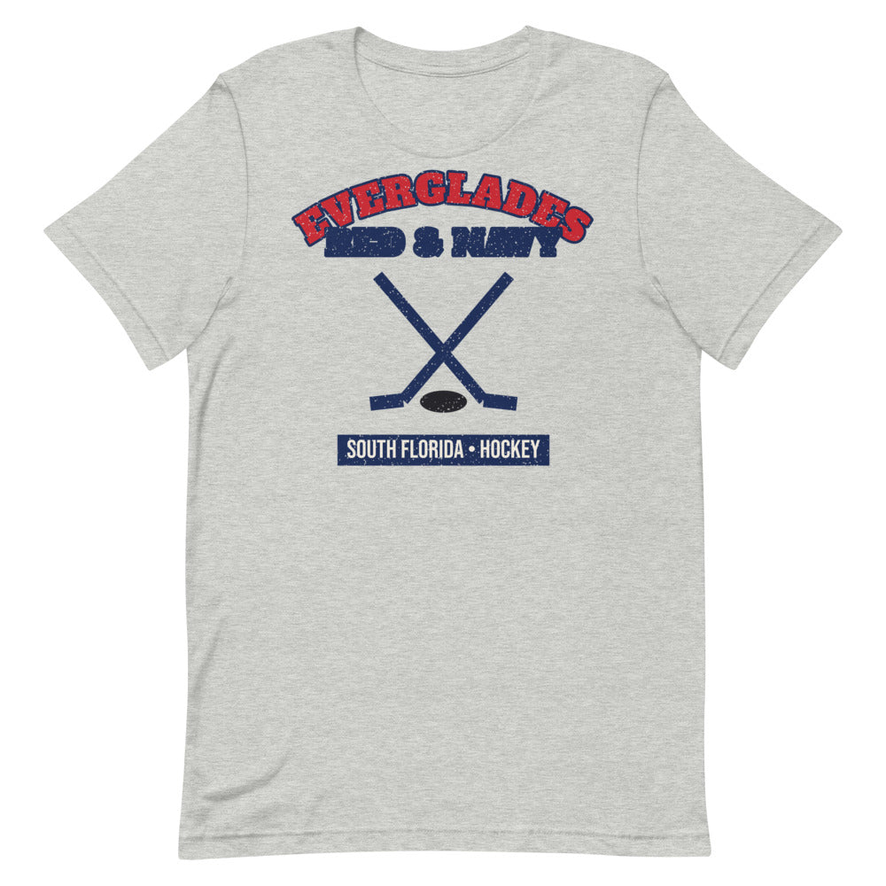 Everglades Red & Navy Hockey Tee in athletic heather, front