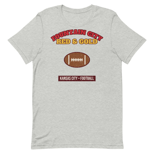 Fountain City Red & Gold Football Tee in athletic heather, front