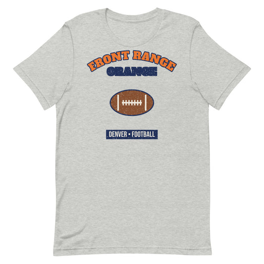 Front Range Orange Football Tee in athletic heather, front