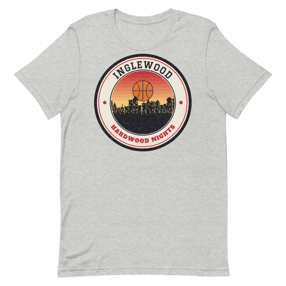 Inglewood Hardwood Nights Tee in athletic heather, front