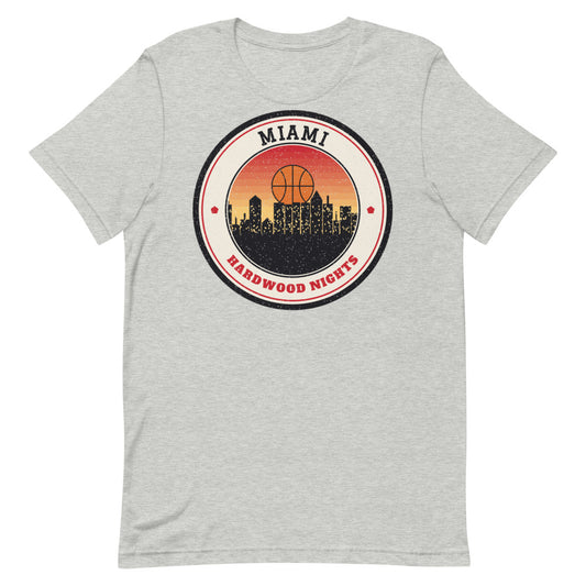 Miami Hardwood Nights Tee in athletic heather, front