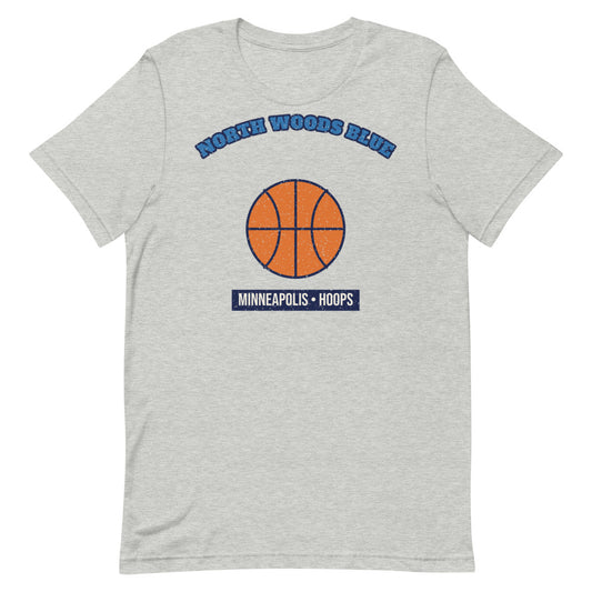 North Woods Blue Hoops Tee in athletic heather, front
