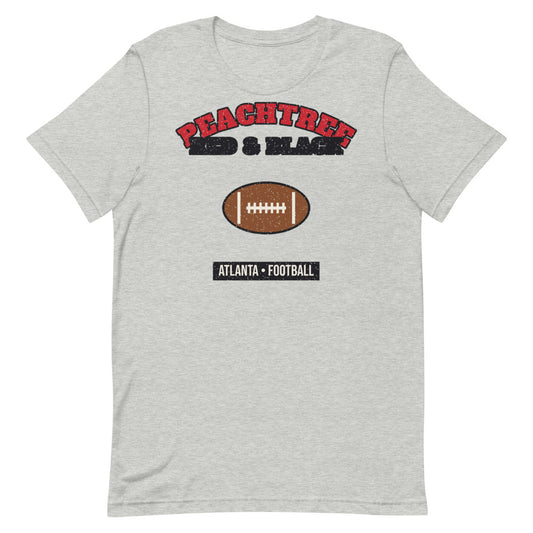 Peachtree Red & Black Football Tee in athletic heather, front
