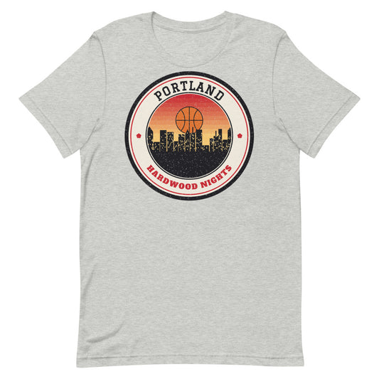 Portland Hardwood Nights Tee in athletic heather, front