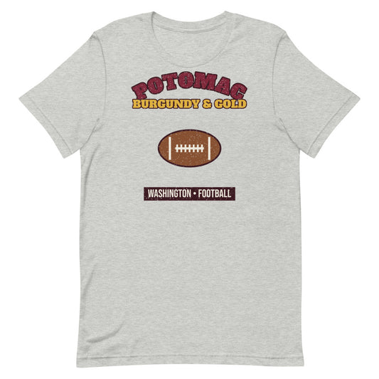 Potomac Burgundy & Gold Football Tee in athletic heather, front