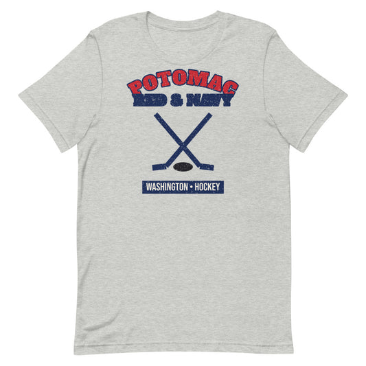 Potomac Red & Navy Hockey Tee in athletic heather, front