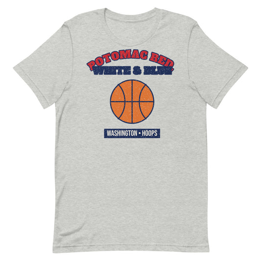 Potomac Red, White & Blue Hoops Tee in athletic heather, front