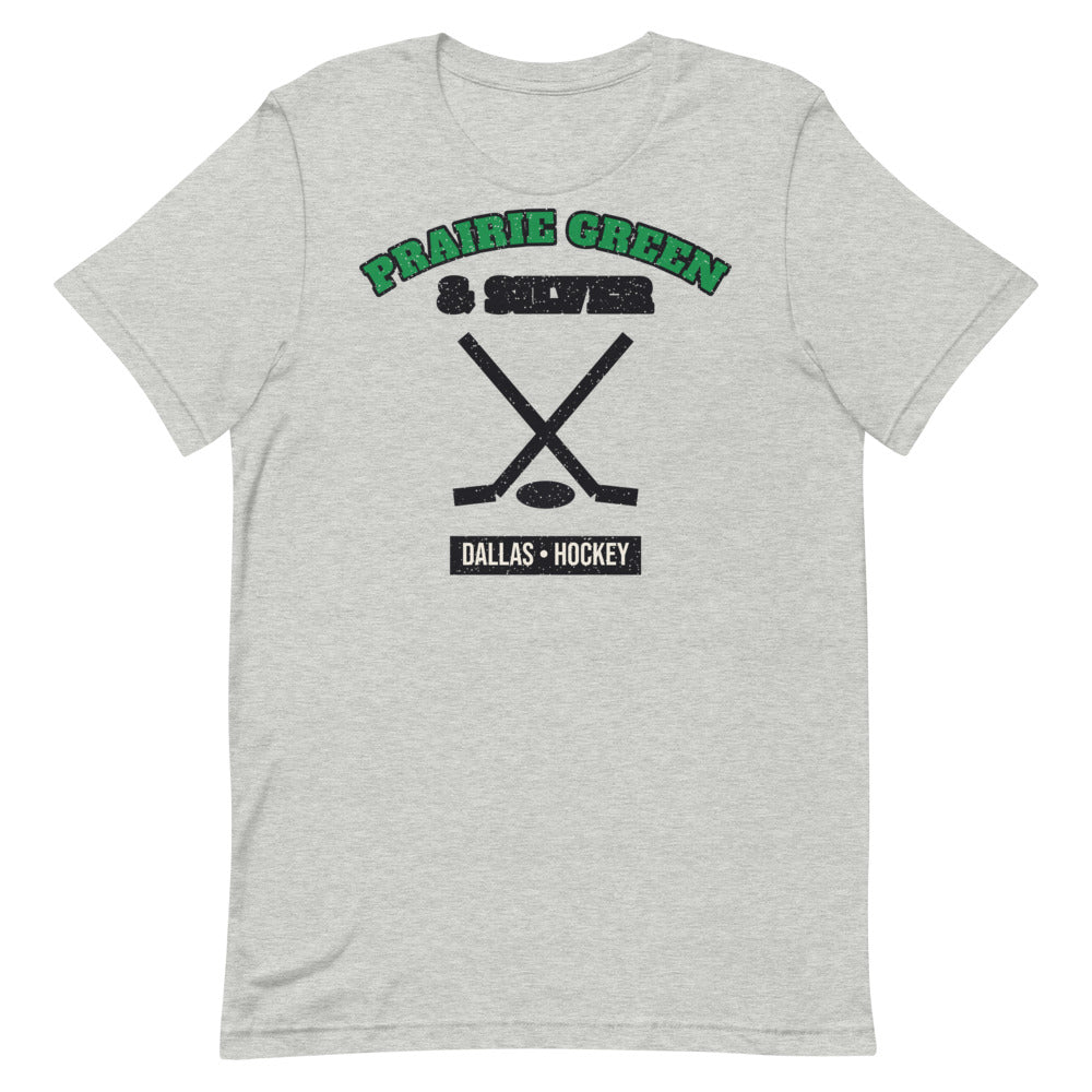 Prairie Green & Silver Hockey Tee in athletic heather, front