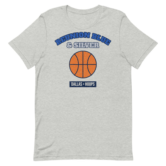 Reunion Blue & Silver Hoops Tee in athletic heather, front