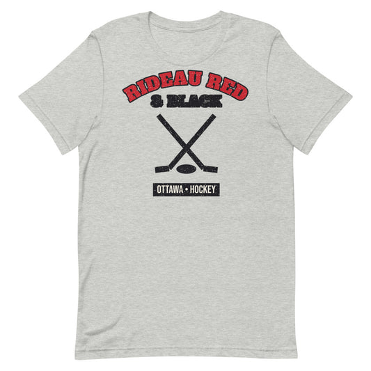 Rideau Red & Black Hockey Tee in athletic heather, front