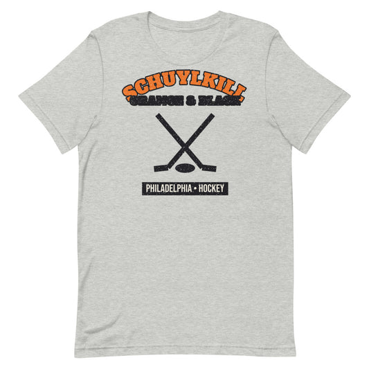 Schuylkill Orange & Black Hockey Tee in athletic heather, front