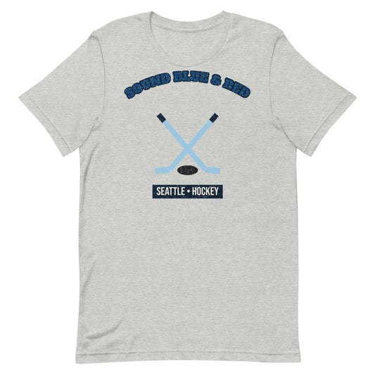 Sound Blue & Red Hockey Tee in athletic heather, front