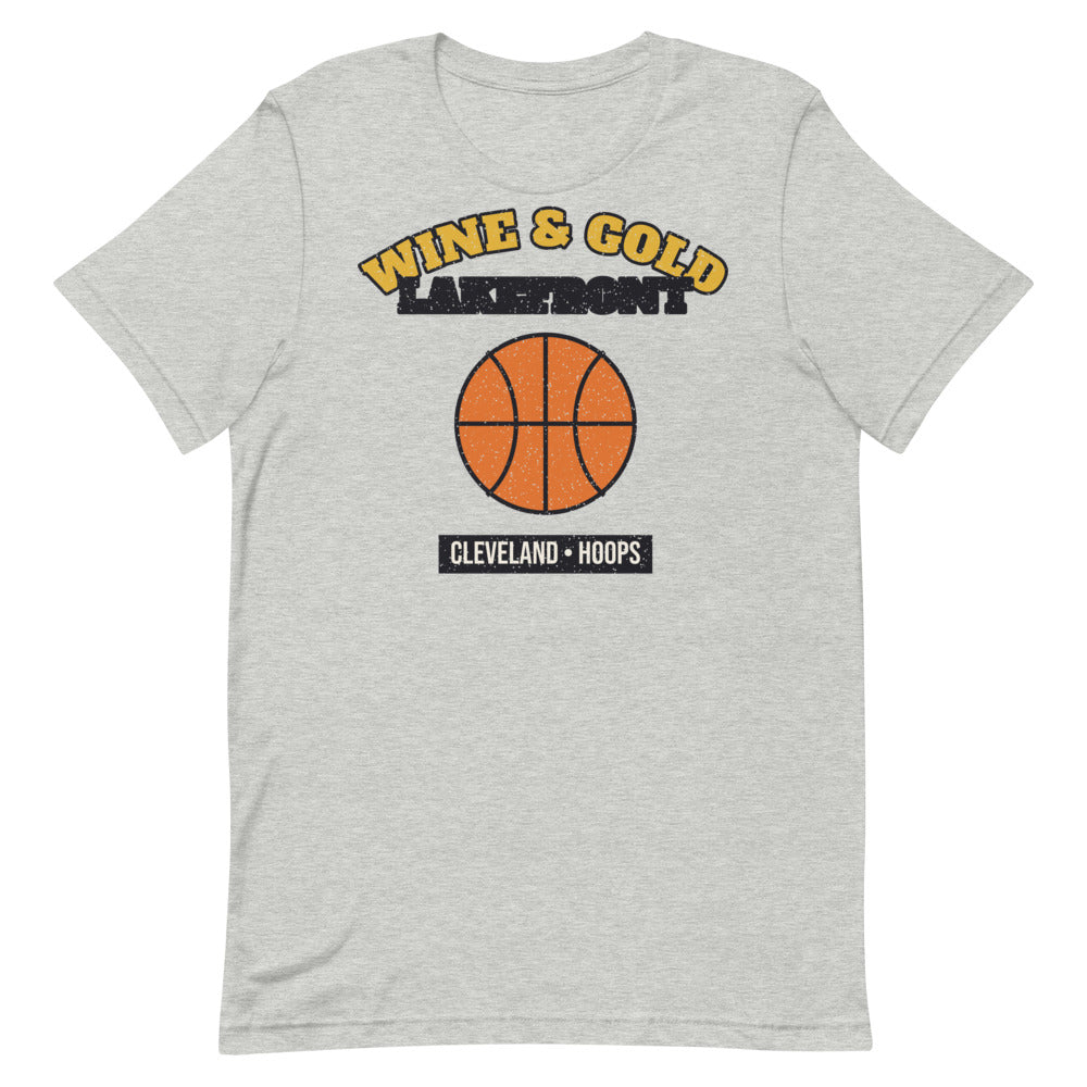 Wine & Gold Lakefront Hoops Tee in athletic heather, front
