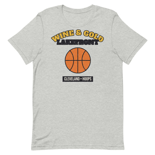 Wine & Gold Lakefront Hoops Tee in athletic heather, front