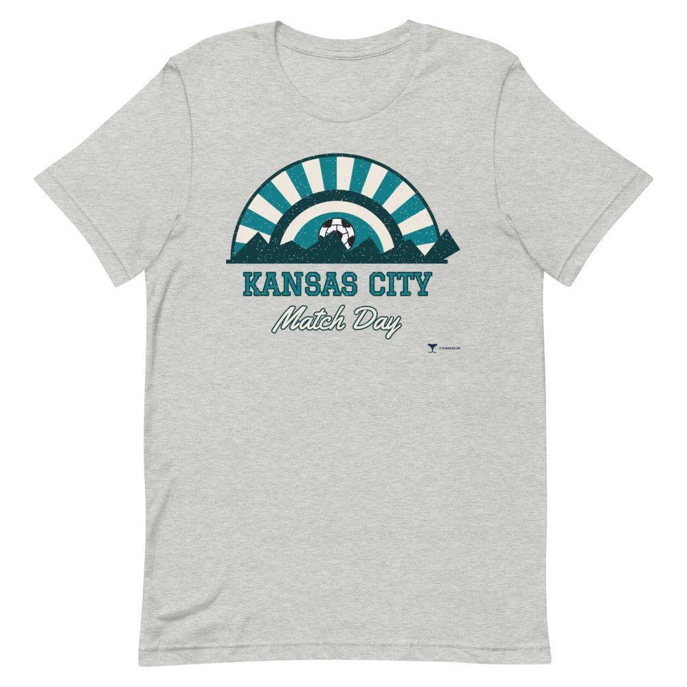 Kansas City Match Day Unisex Tee in athletic heather, design printed on the front, front view