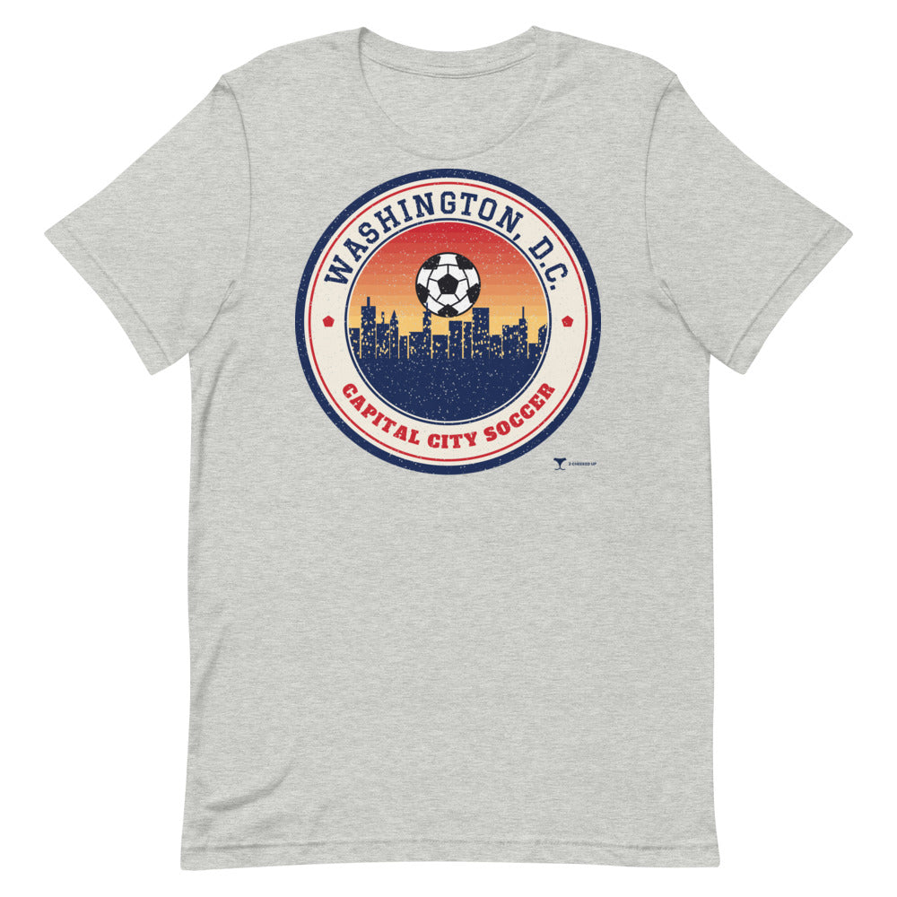 Washington, D.C. Capital City Soccer Unisex Tee in athletic heather, design printed on the front, front view
