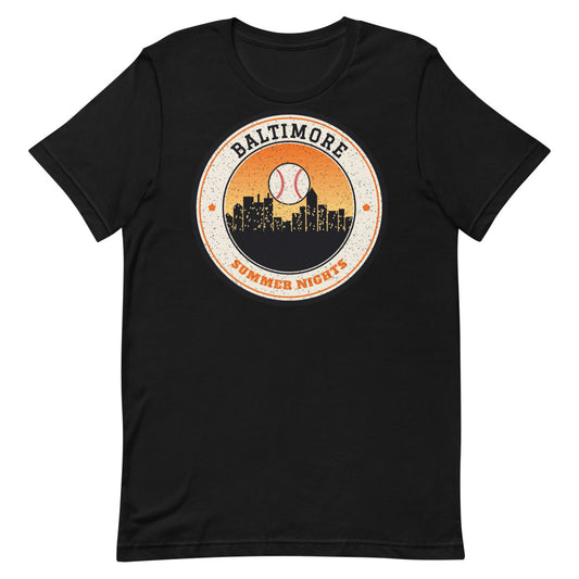 Baltimore Summer Nights Ballpark Tee in black, front