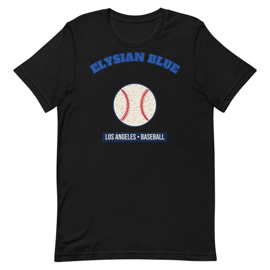Elysian Blue Baseball Tee in black, front