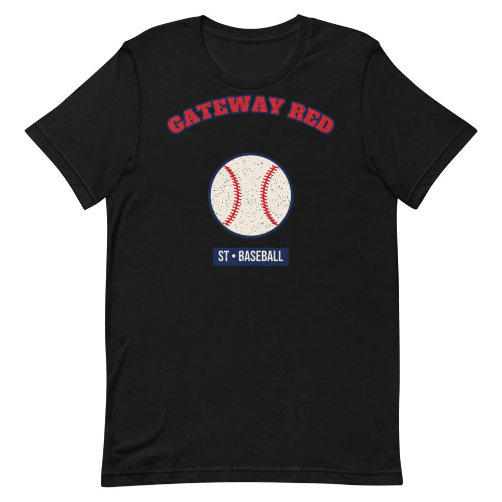 Gateway Red Baseball Tee in black, front