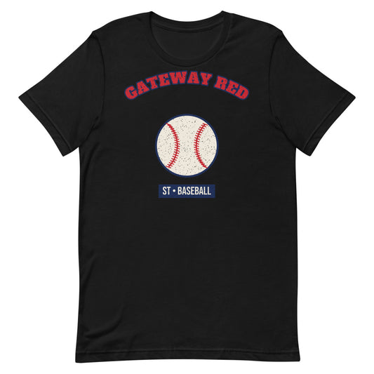 Gateway Red Baseball Tee in black, front