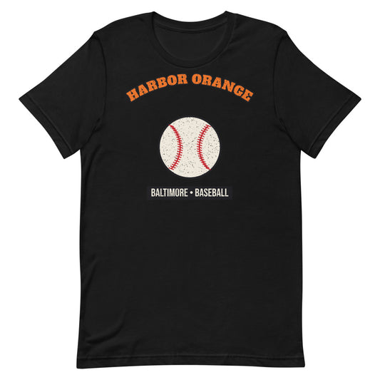 Harbor Orange Baseball Tee in black, front