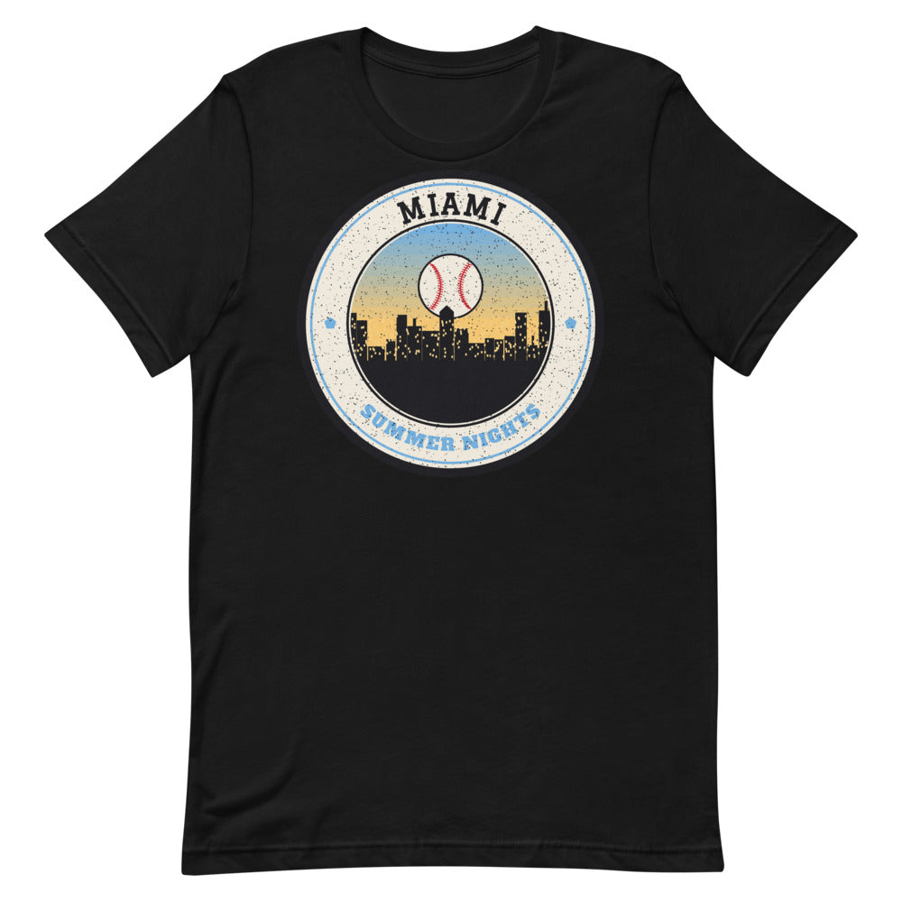 Miami Summer Nights Ballpark Tee in black, front