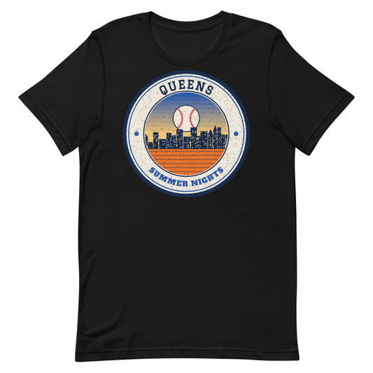 Queens Summer Nights Ballpark Tee in black, front