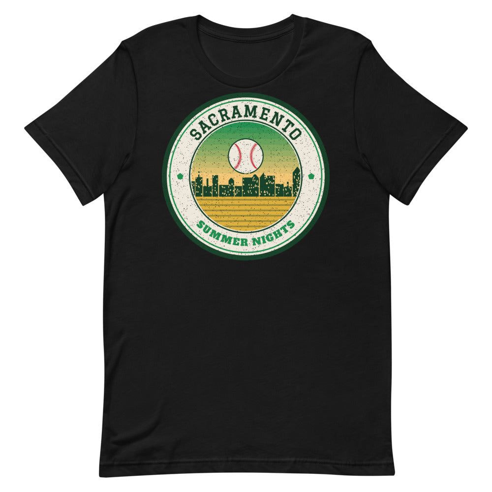 Sacramento Summer Nights Ballpark Tee in black, front