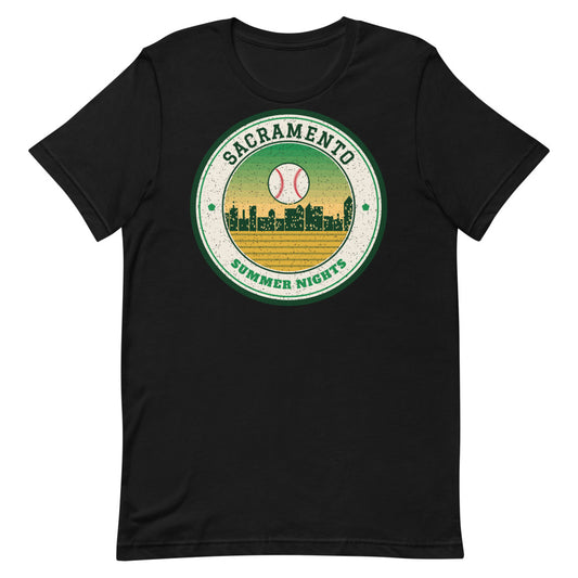 Sacramento Summer Nights Ballpark Tee in black, front