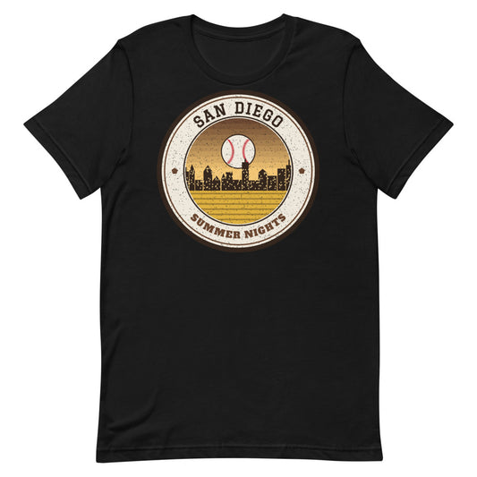 San Diego Summer Nights Ballpark Tee in black, front