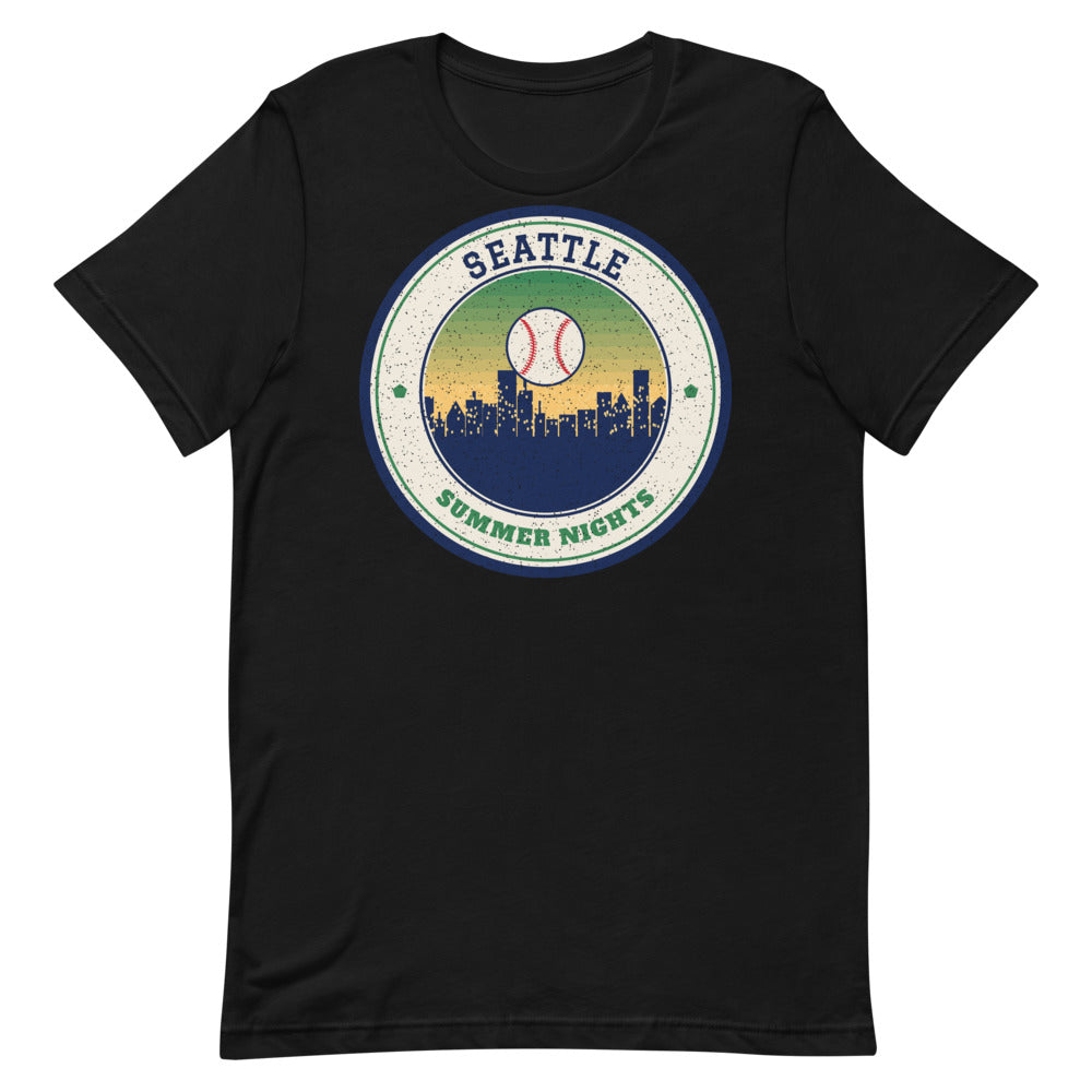 Seattle Summer Nights Ballpark Tee in black, front