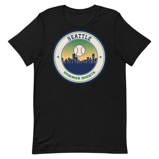 Seattle Summer Nights Ballpark Tee in black, front
