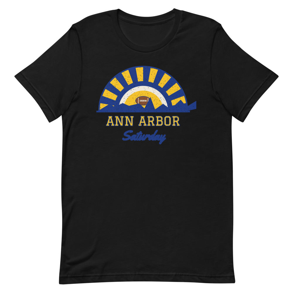 Ann Arbor Saturday Tee in black, front