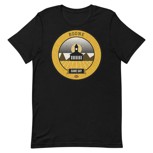Black & Gold Blue Ridge Game Day Tee in black, front