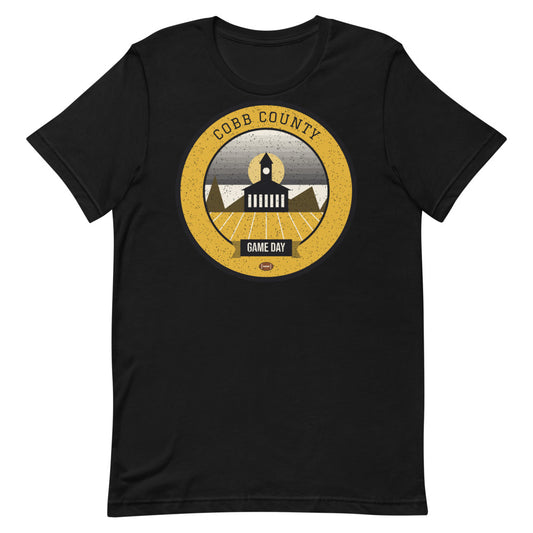Black & Gold Cobb County Game Day Tee in black, front