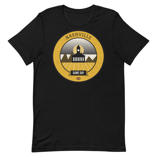 Black & Gold Honky-Tonk Game Day Tee in black, front