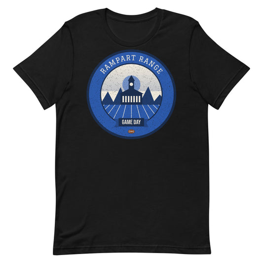 Blue & Silver Contrail Game Day Tee in black, front