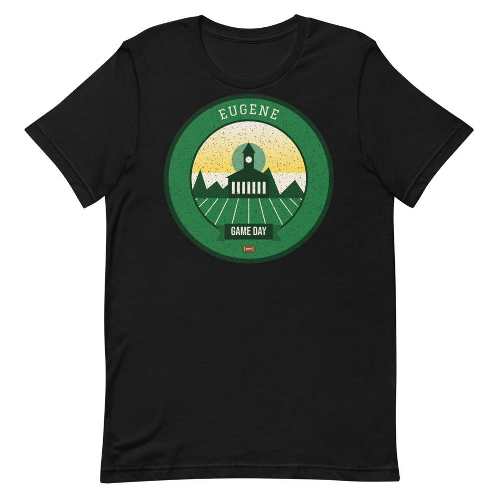 Evergreen & Yellow Game Day Tee in black, front