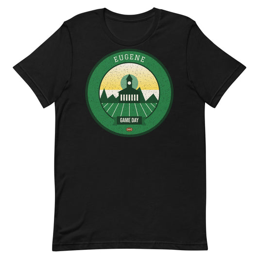 Evergreen & Yellow Game Day Tee in black, front