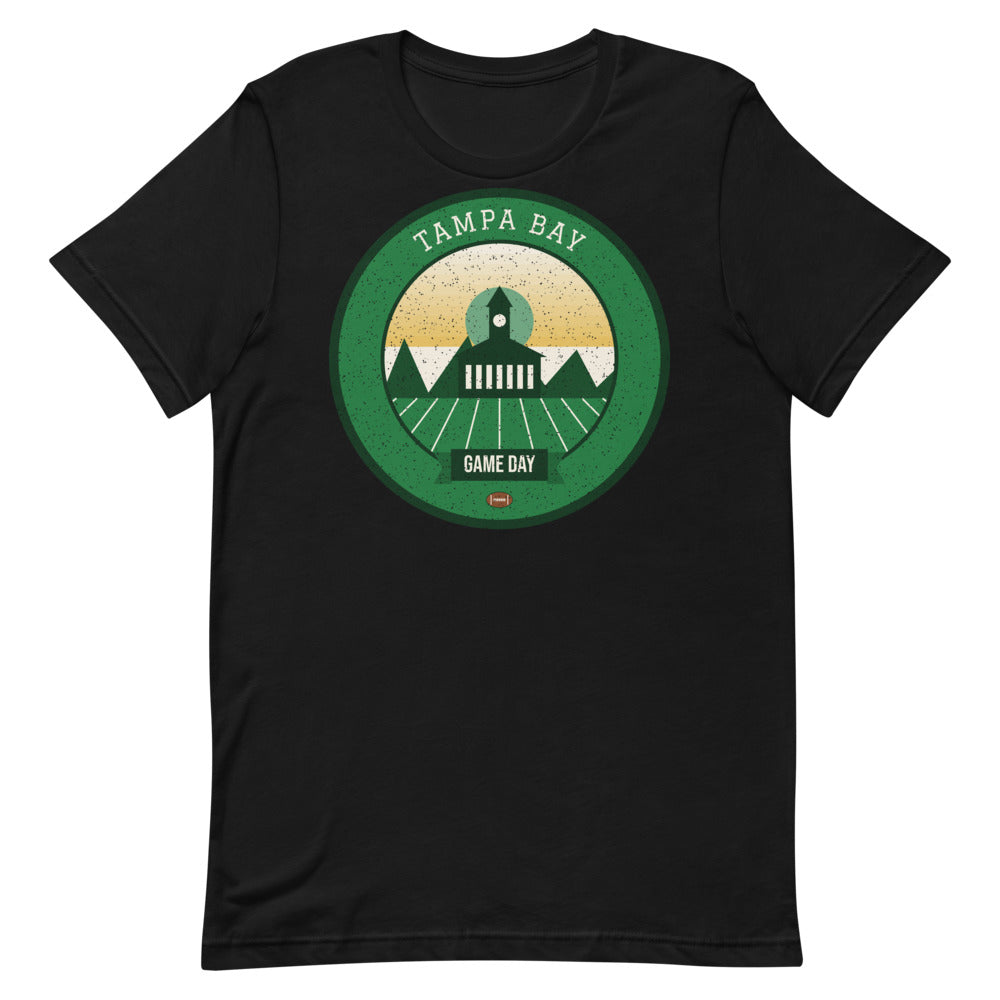 Green & Gold Bay Lights Game Day Tee in black, front