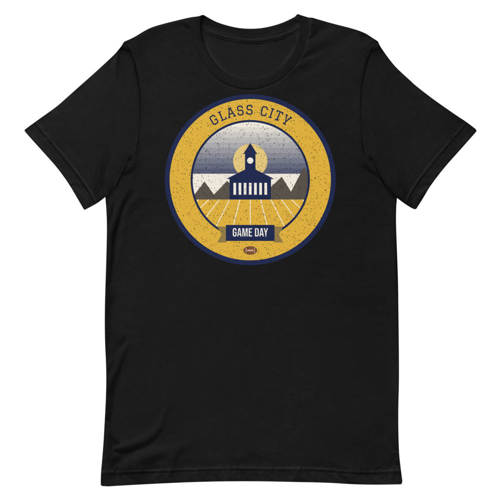 Midnight Blue Glass City Game Day Tee in black, front