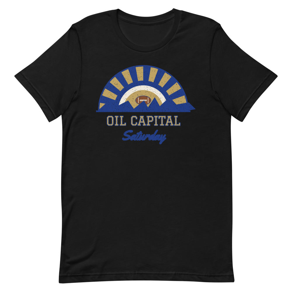 Oil Capital Saturday Tee in black, front