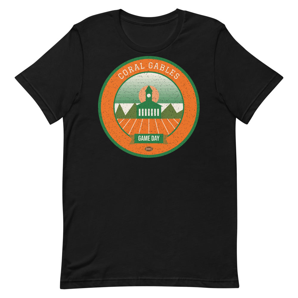 Orange & Green Coral Gables Game Day Tee in black, front